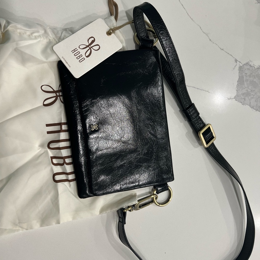 Hobo Black Leather Crossbody Bag